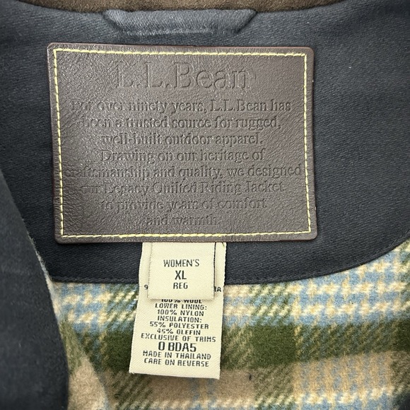 LL Bean Gore Tex Snap Button Quilted Insulated Wool Lined Zip Jacket Womens XL - Picture 3 of 16
